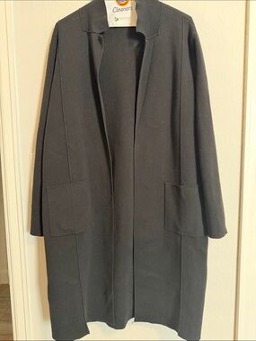 Talbots Black Open-Front Trench Coat